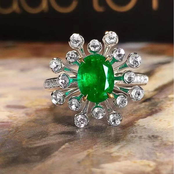 1克拉璀璨烟花祖母绿戒指，大爱这个款，实物真的美