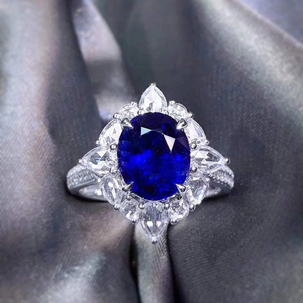 4克拉无烧皇家蓝蓝宝石戒指、吊坠两用款，简约风格，优雅大气