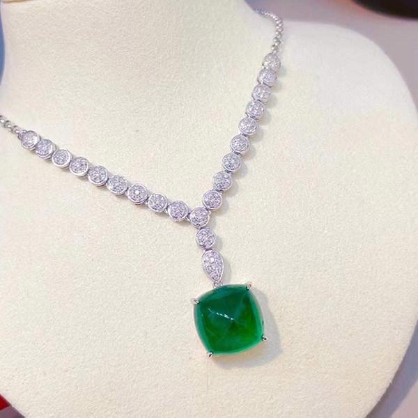 10克拉满钻糖塔祖母绿项链，深邃高级一抹绿，水灵灵的质感，高级感